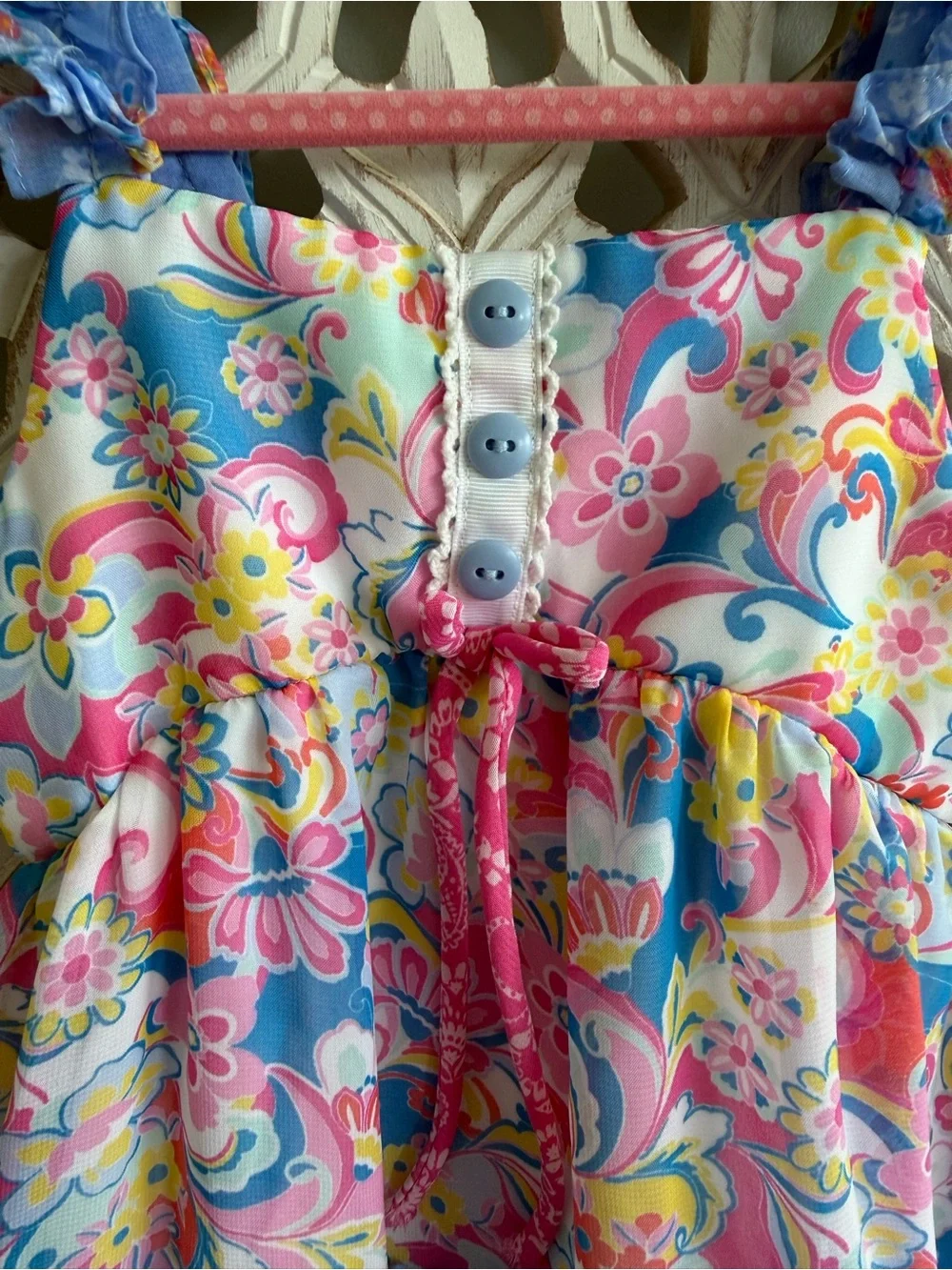 Jona Michelle Pink & Blue Floral Tiered Sundress, 4T